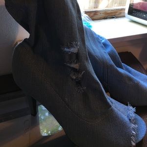 Denim booties